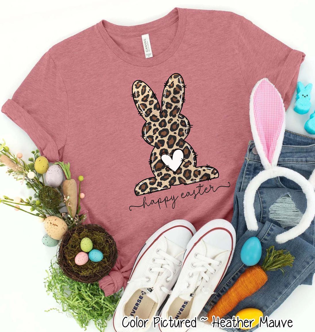 Leopard Print Bunny Happy Easter Tee