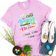 Personalized Shirt For Mom Every Bunny's Favorite & Easter Eggs with Custom Kids Name Easter Day Tee
