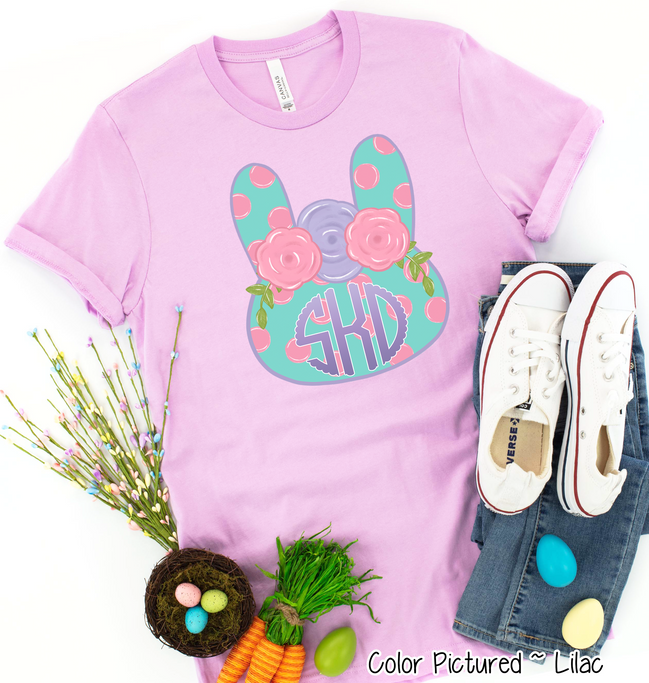 Monogram Polka Dot Bunny Head Easter Tee