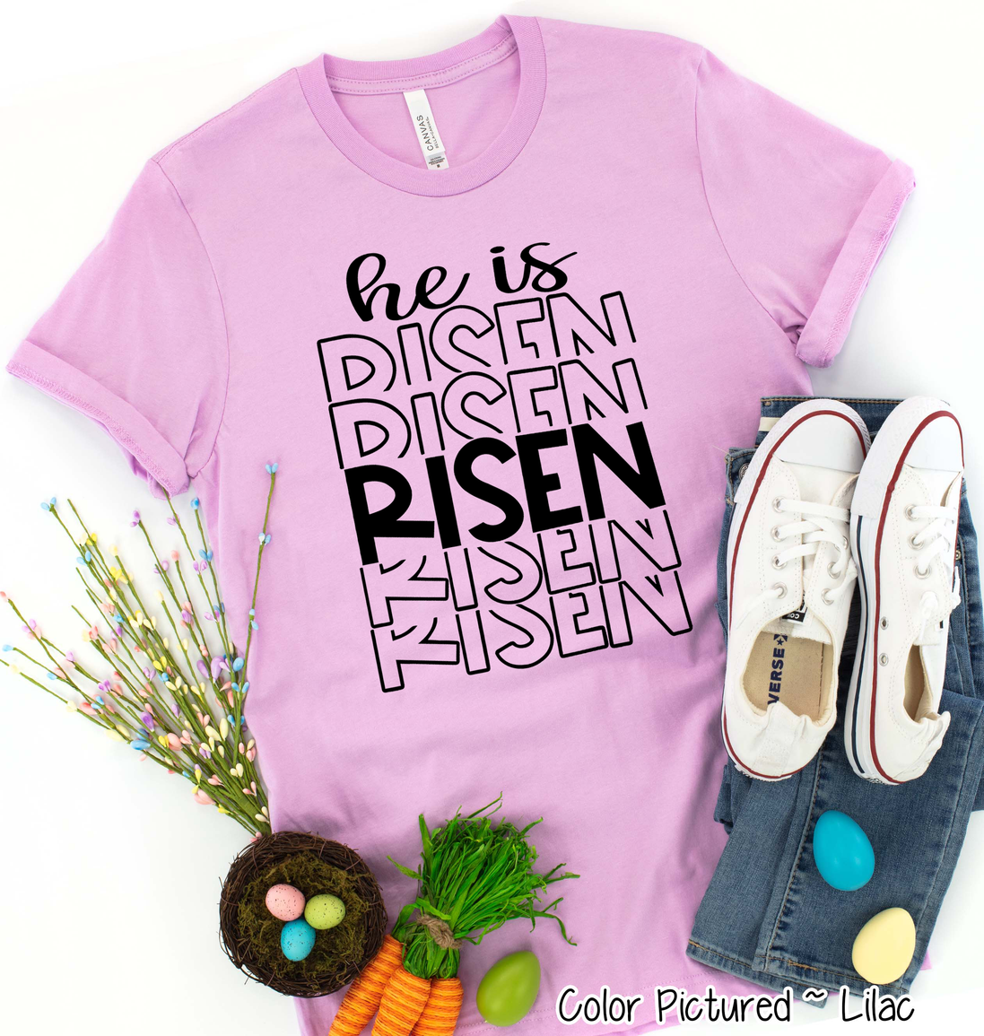He Is Risen Mirror Print Christian Easter Tee