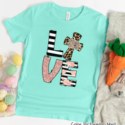 Monogram Leopard Rose Gold LOVE Cross Tee