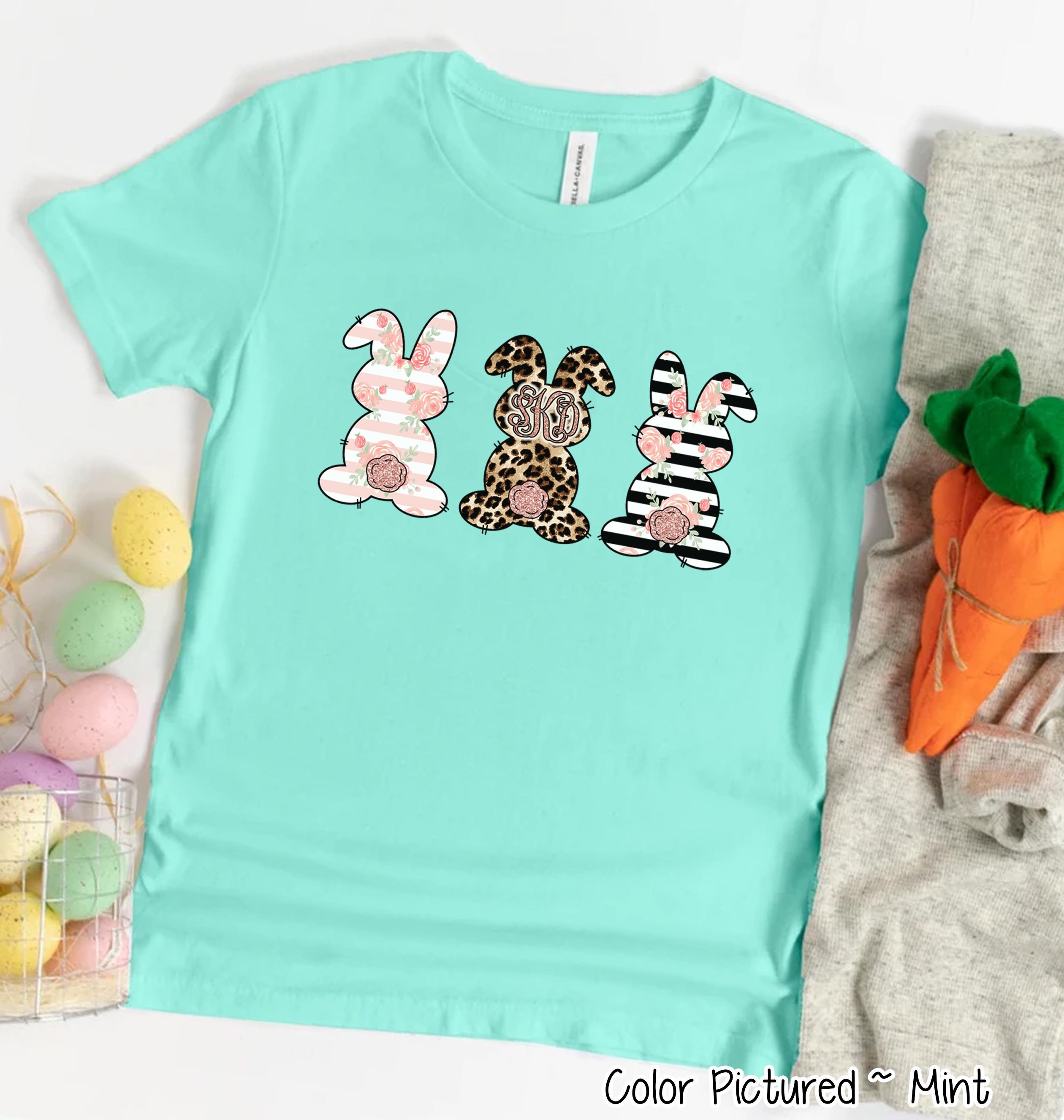 Monogram Leopard Rose Gold Bunnys Tee