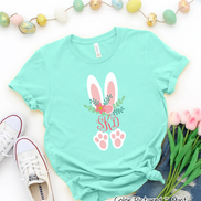 Monogram Floral Bunny Ears & Feet Easter Tee