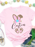 Cheetah Leopard Print Bunny Ears with Custom Name Easter Tee
