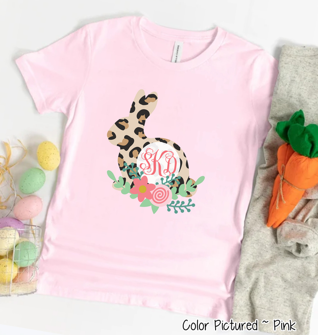 Monogram Leopard Print Easter Rabbit Tee