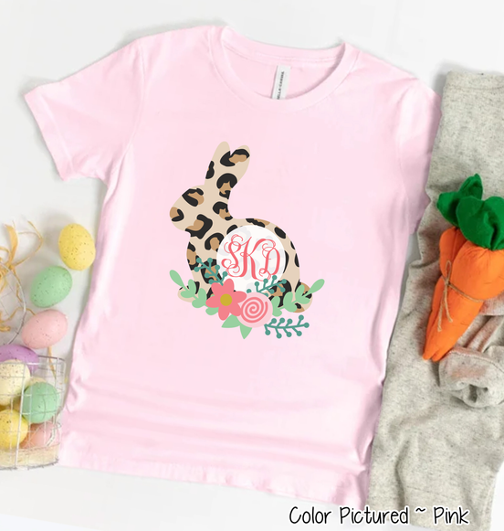 Monogram Leopard Print Easter Rabbit Tee