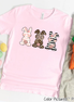 Monogram Leopard Rose Gold Bunnys Tee