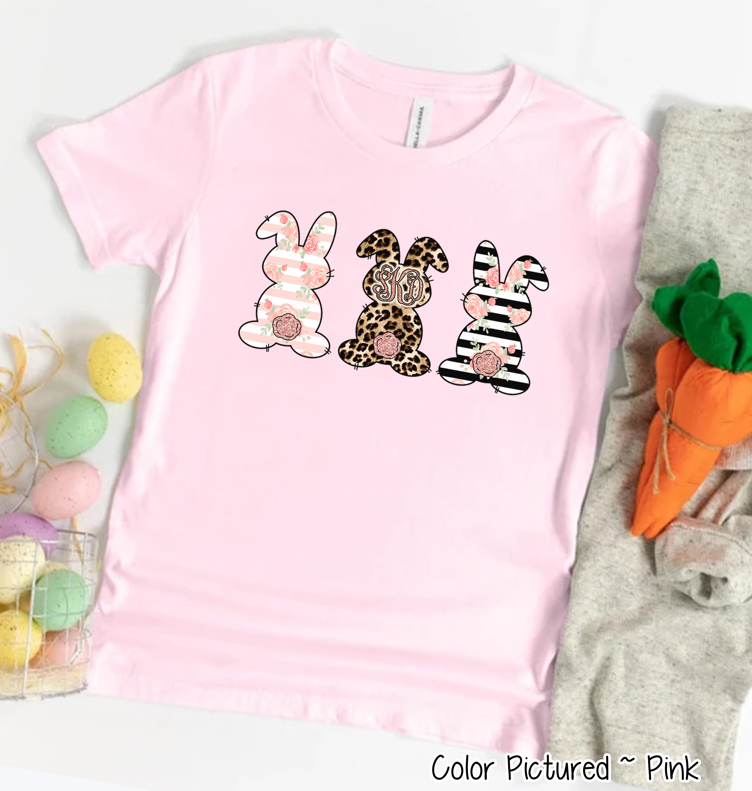 Monogram Leopard Rose Gold Bunnys Tee