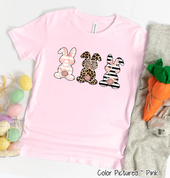 Monogram Leopard Rose Gold Bunnys Tee