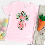 Monogram Floral Leopard Cross Tee