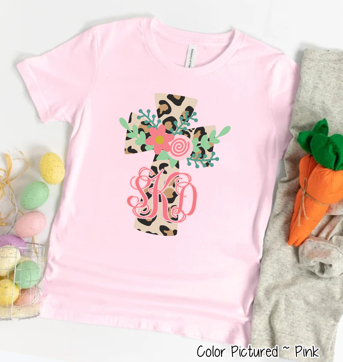 Monogram Floral Leopard Cross Tee