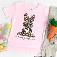 Leopard Print Bunny Happy Easter Tee