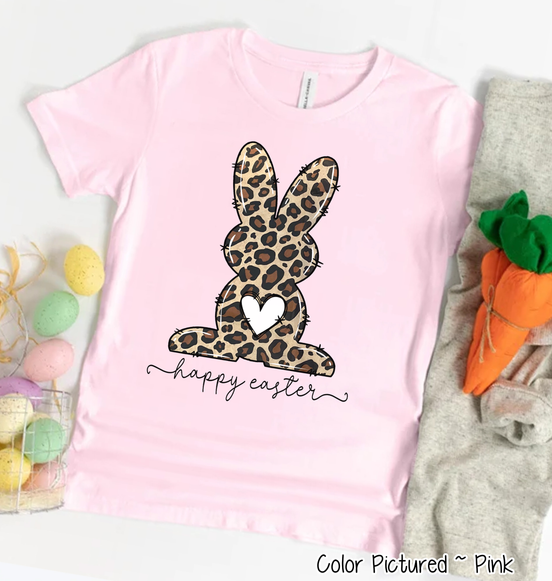 Leopard Print Bunny Happy Easter Tee