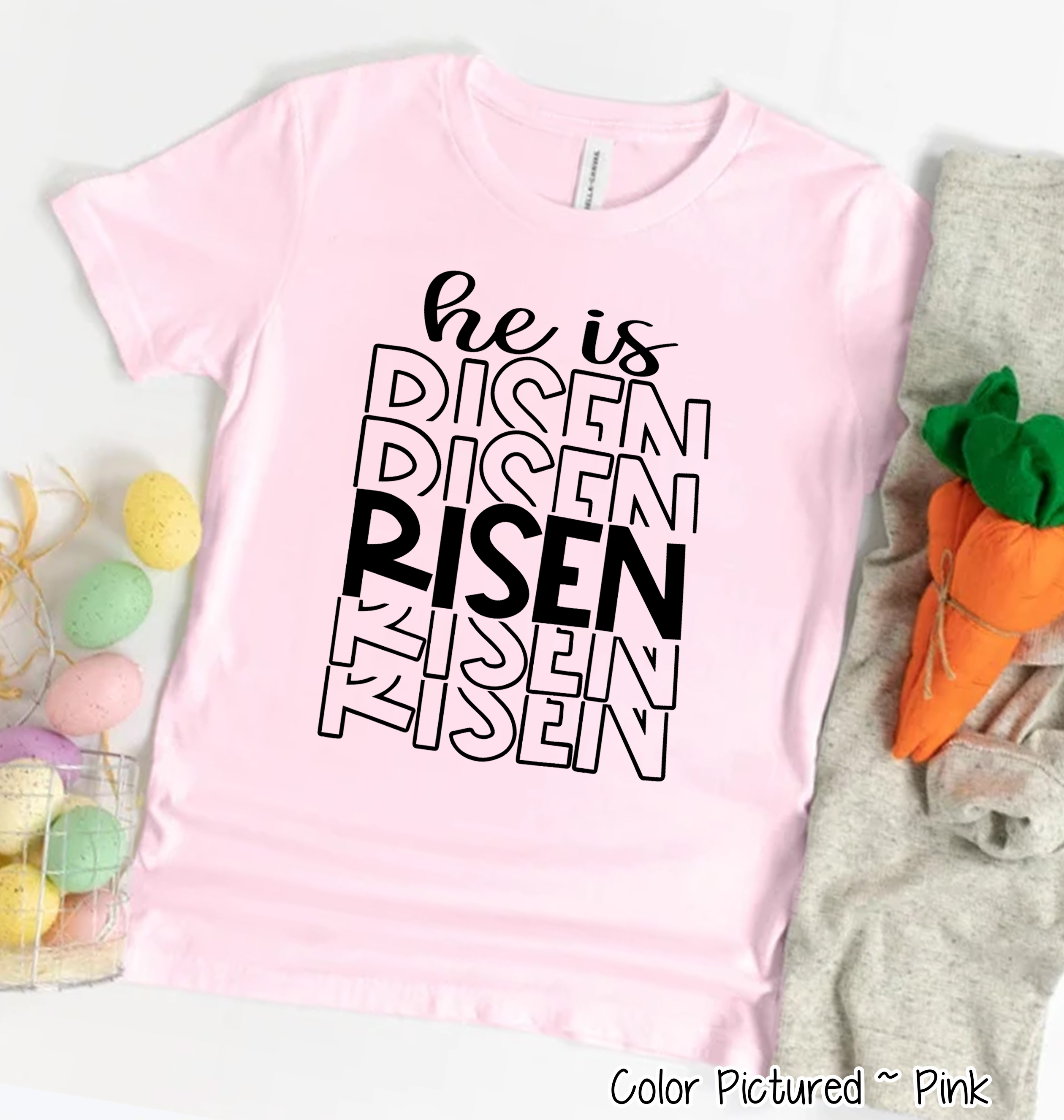 He Is Risen Mirror Print Christian Easter Tee