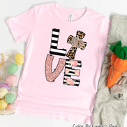 Monogram Leopard Rose Gold LOVE Cross Tee