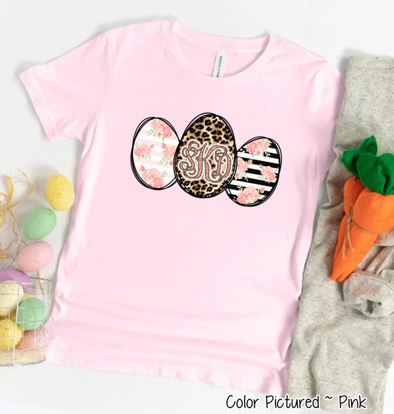 Monogram Leopard Rose Gold Easter Eggs Tee