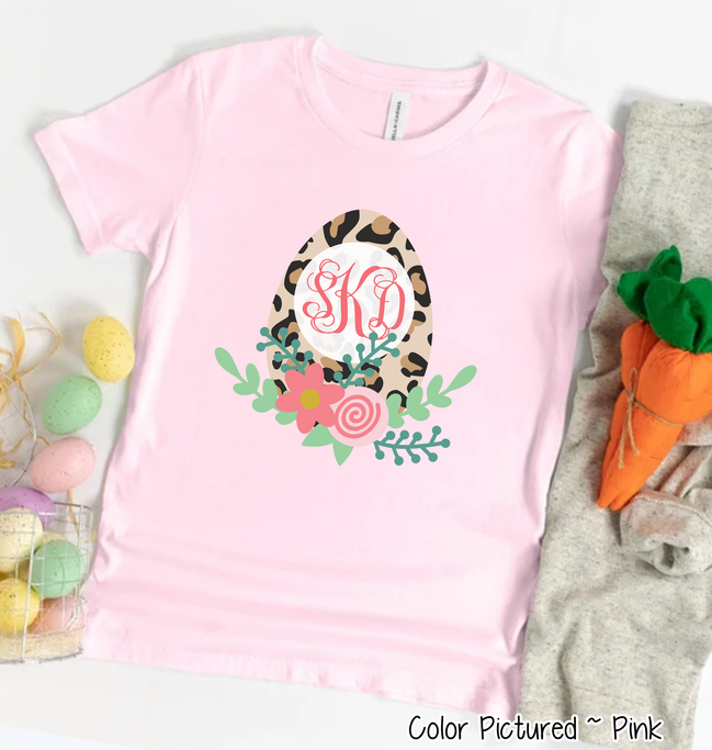 Monogram Leopard Easter Egg Tee