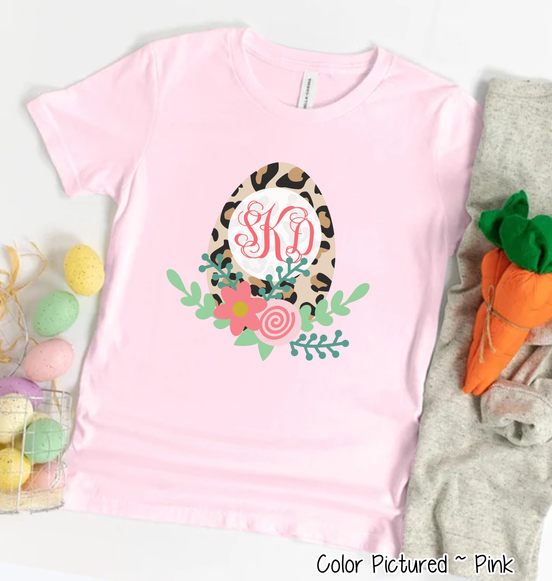 Monogram Leopard Easter Egg Tee