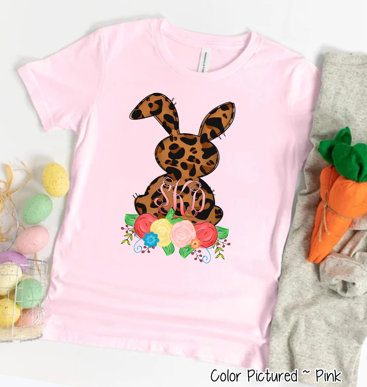 Monogram Leopard Print Easter Bunny Tee