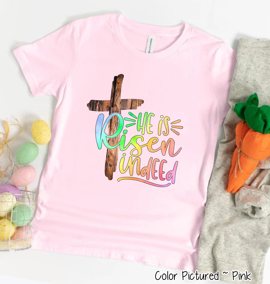 He Is Risen Cross Easter Tee