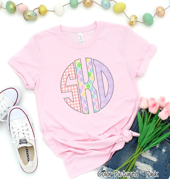 Easter Print Big Monogram Tee