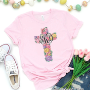 Monogram Floral Cross Tee