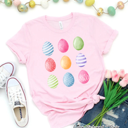 Monogram Watercolor Easter Eggs Tee