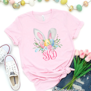 Monogram Bunny Ears with Eggs Tee