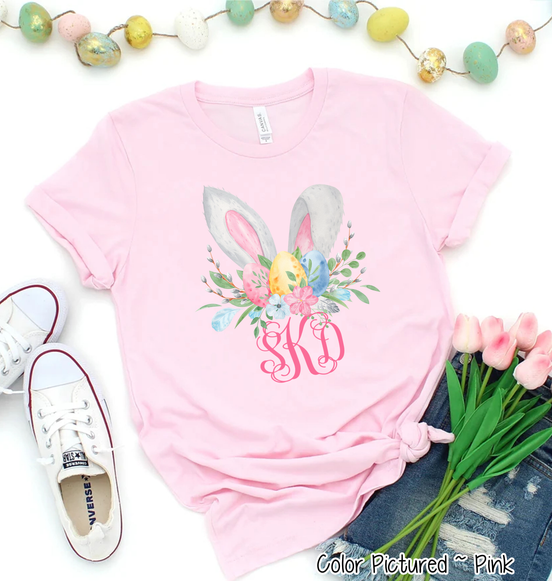 Monogram Bunny Ears with Eggs Tee