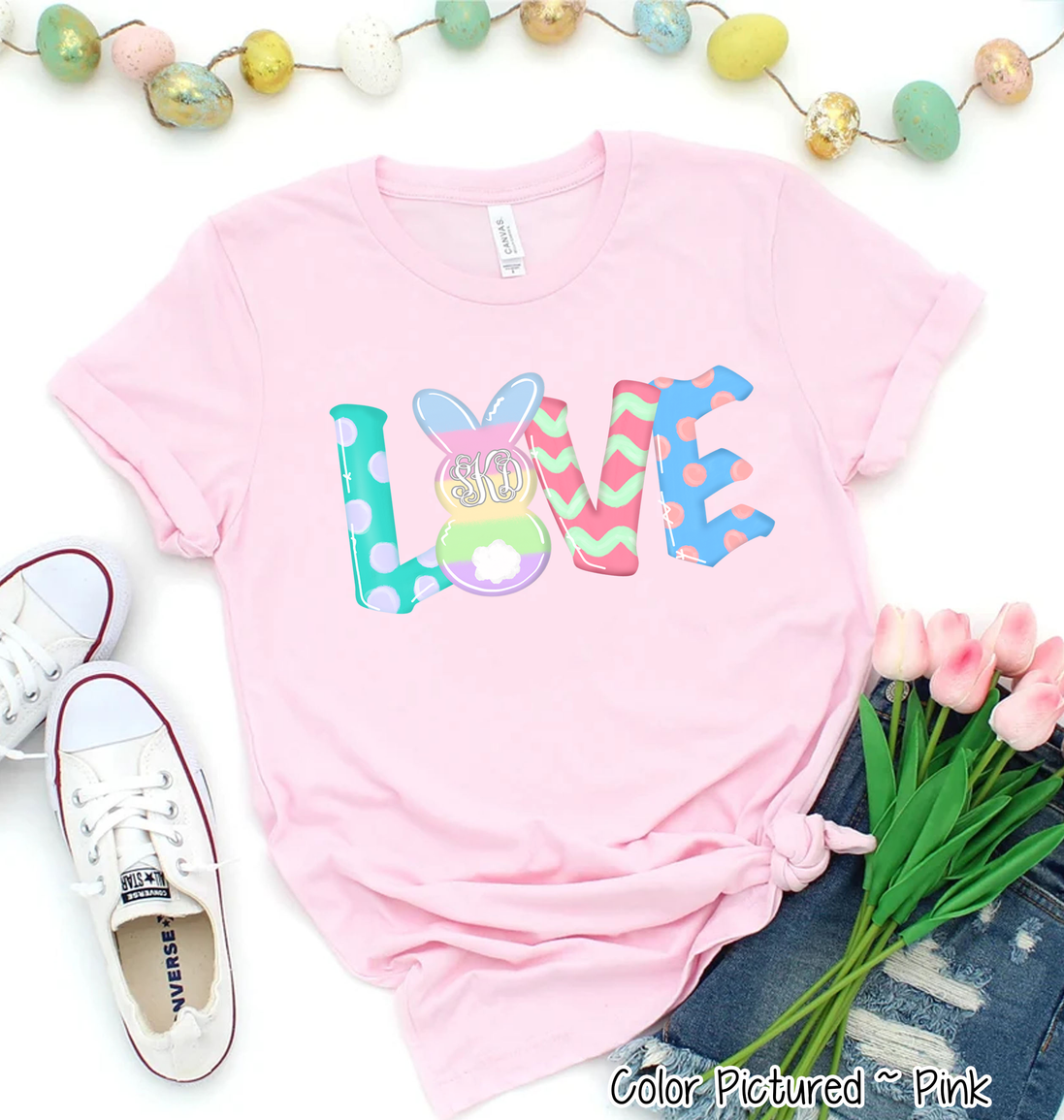 Monogram Bunny LOVE Easter Tee