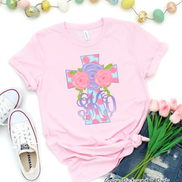 Monogram Pink Polka Dot Easter Cross Tee