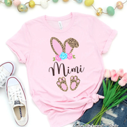 Cheetah Leopard Print Bunny Ears with Mimi Easter Tee
