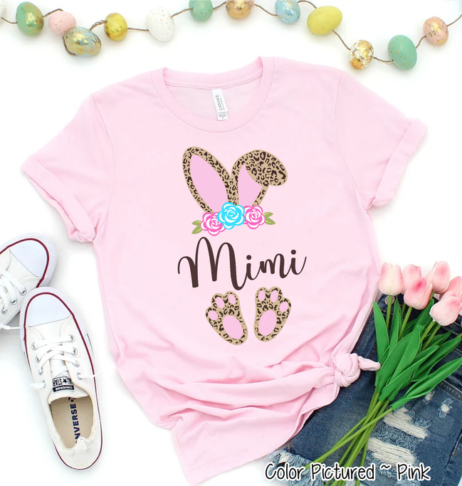 Cheetah Leopard Print Bunny Ears with Mimi Easter Tee