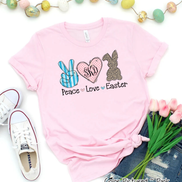 Monogram Peace, Love, Easter Bunny Tee
