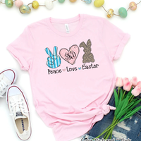 Monogram Peace, Love, Easter Bunny Tee