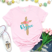 Rejoice Floral Cross Easter Tee