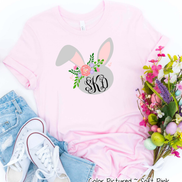 Monogram Floral Bunny Head Easter Tee