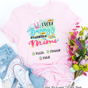 Personalized Shirt For Mimi Every Bunny's Favorite & Easter Eggs with Custom Grandkids Name Easter Day Tee