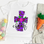 Purple Leopard Watercolor Faith Cross Easter Tee