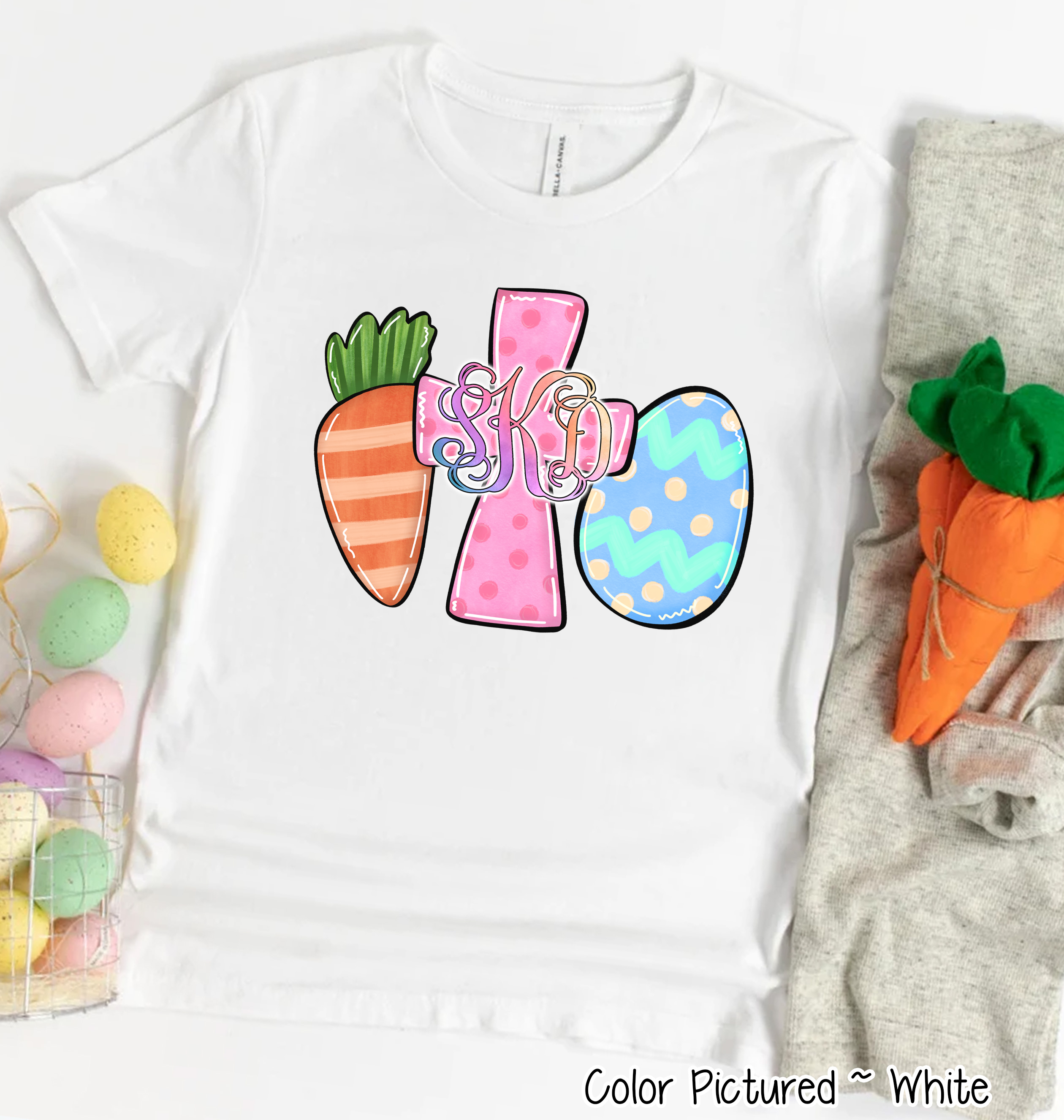 Monogram Carrot Cross & Egg Easter Tee