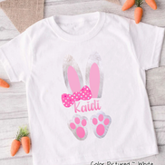 Personalized Girl Easter Bunny Ears with Custom Name Easter Day Tee