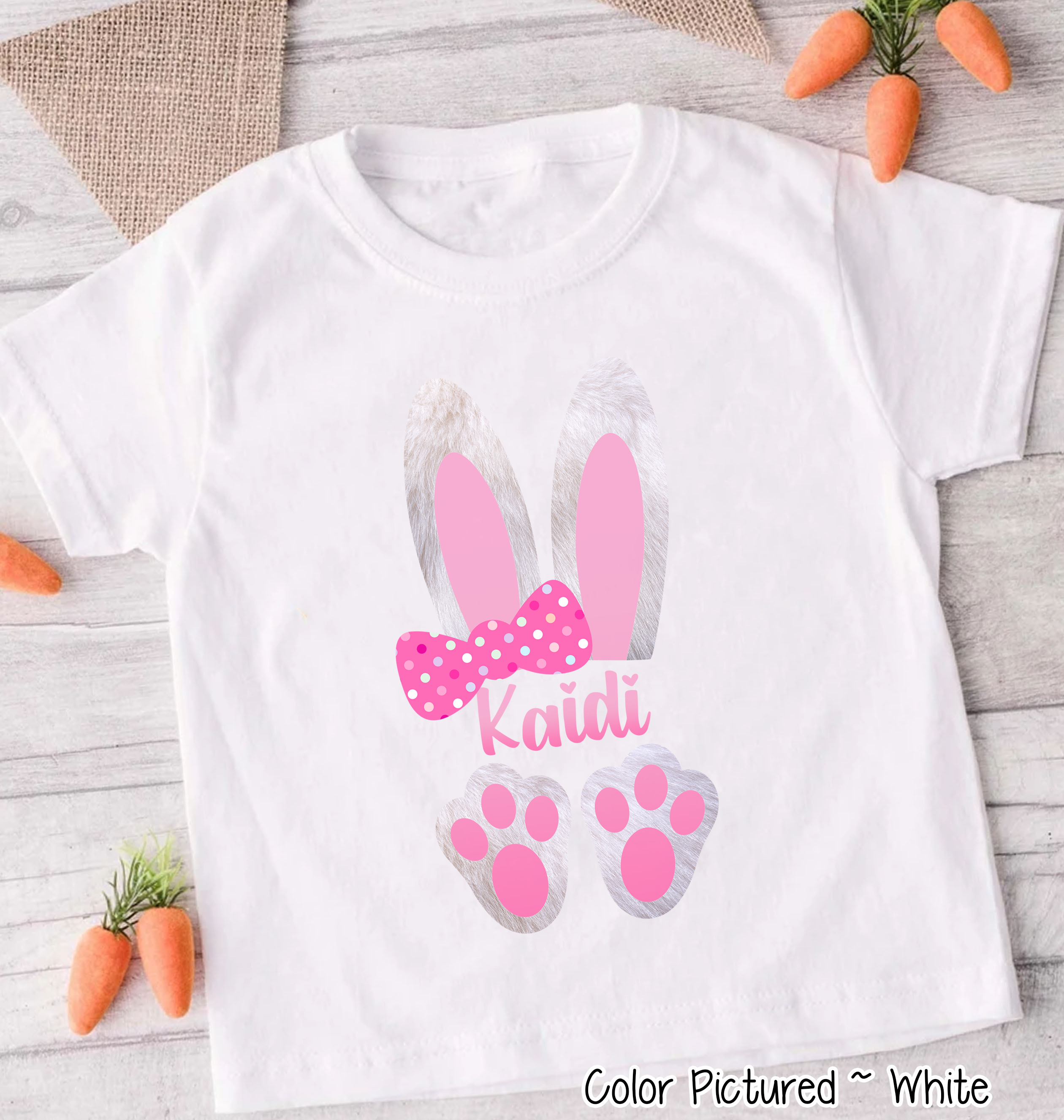 Personalized Girl Easter Bunny Ears with Custom Name Easter Day Tee