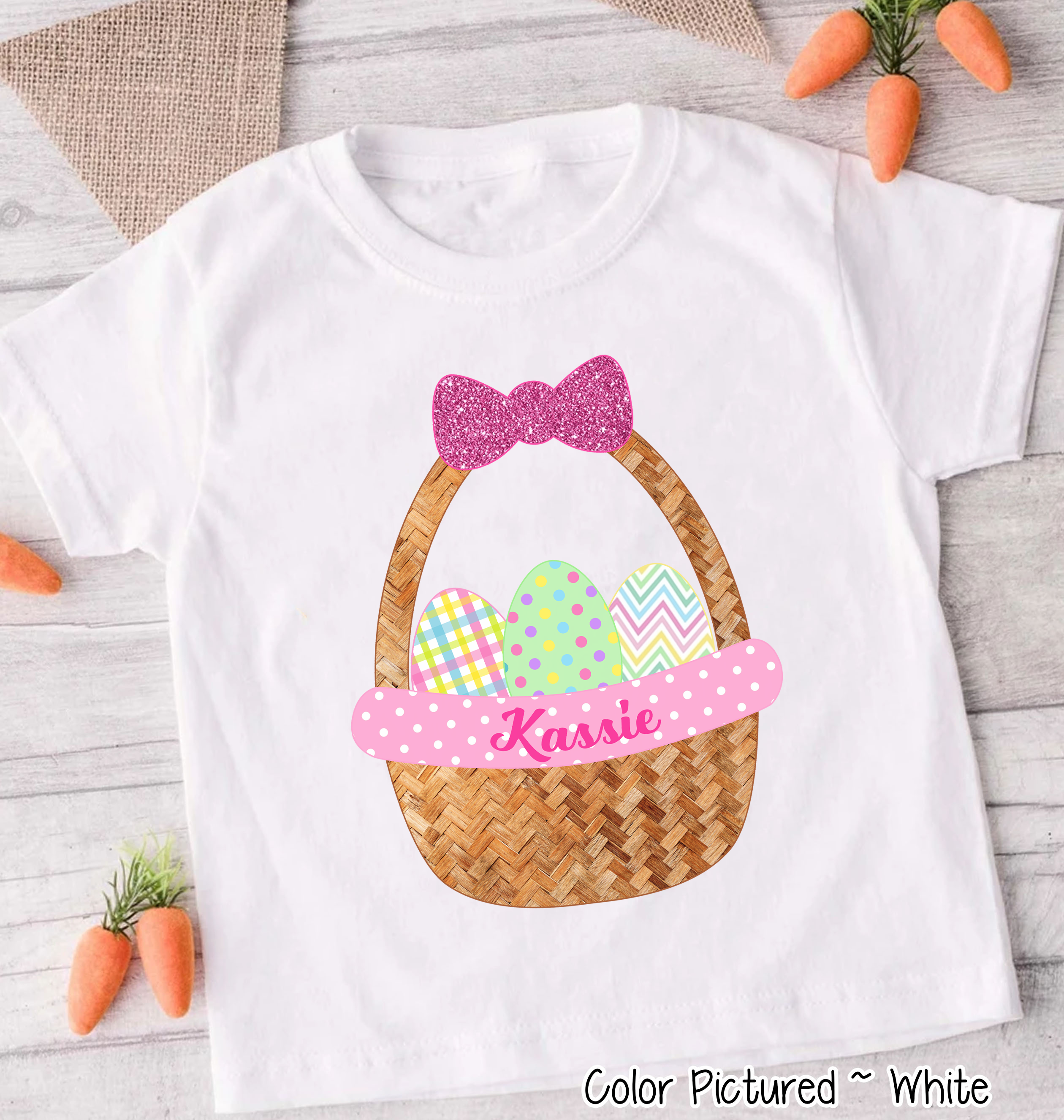 Personalized Girl Easter Basket Shirt with Custom Name Easter Day Tee