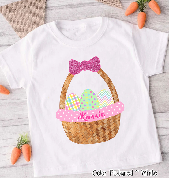 Personalized Girl Easter Basket Shirt with Custom Name Easter Day Tee
