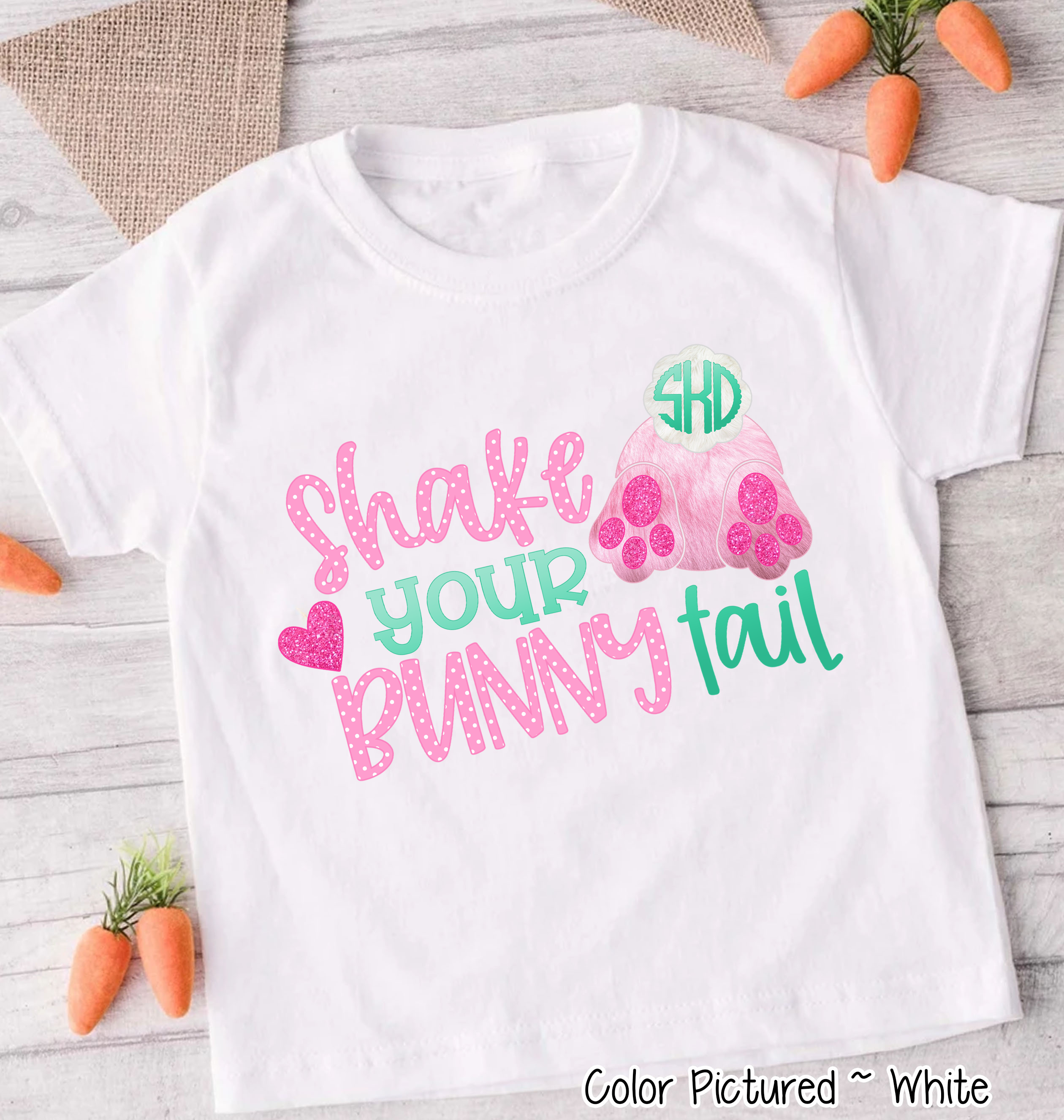 Monogram Shake Your Bunny Tail Shirt Easter Day Tee