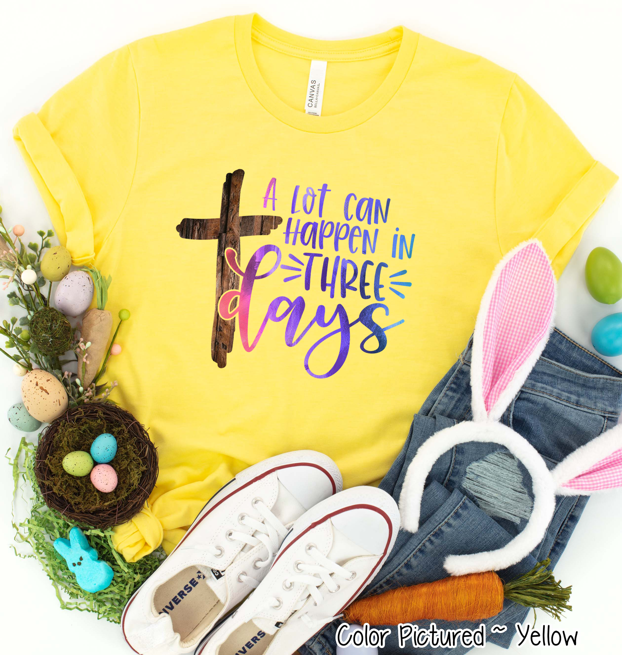 A Lot Can Happen in 3 Days Cross Easter Tee