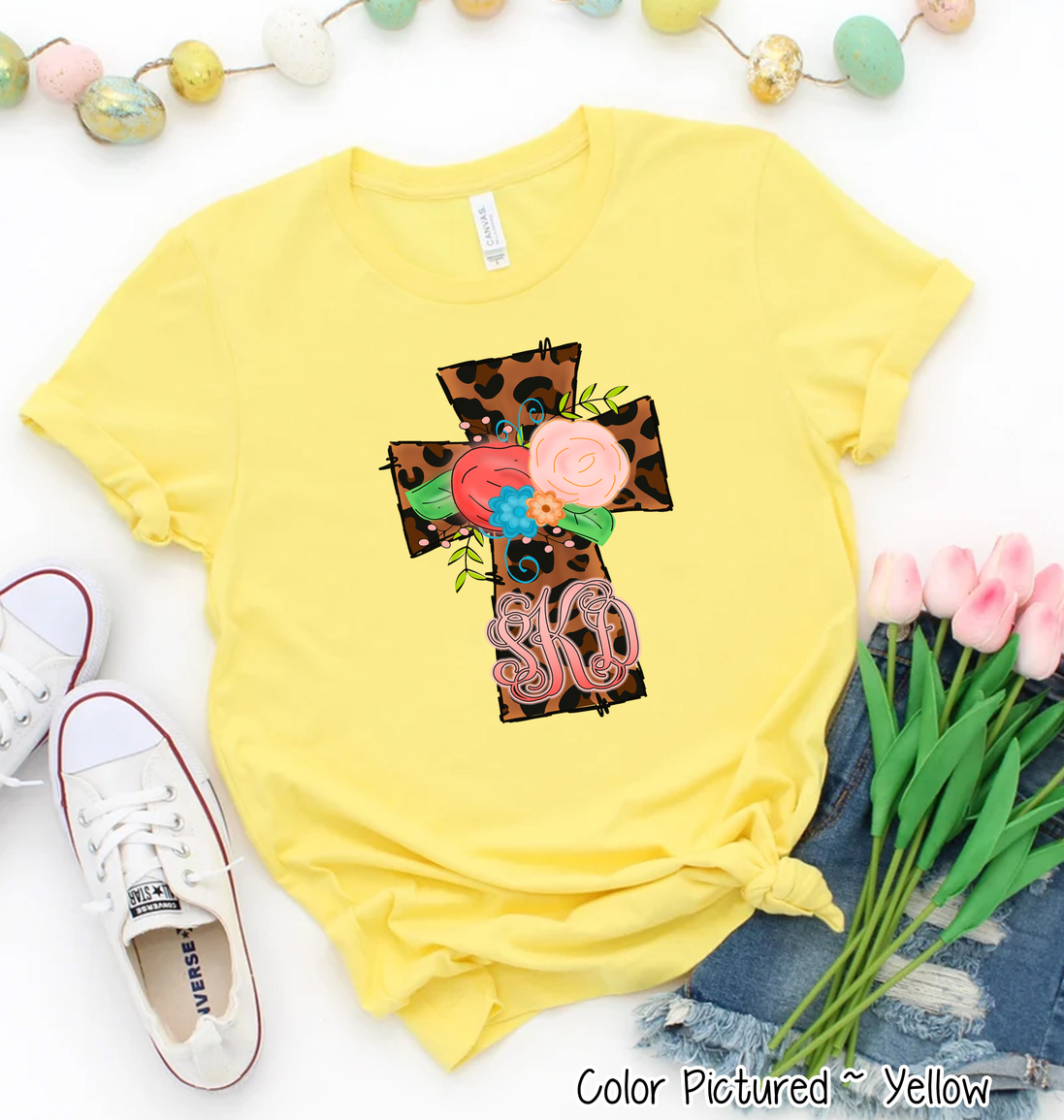 Monogram Leopard Print Cross Tee
