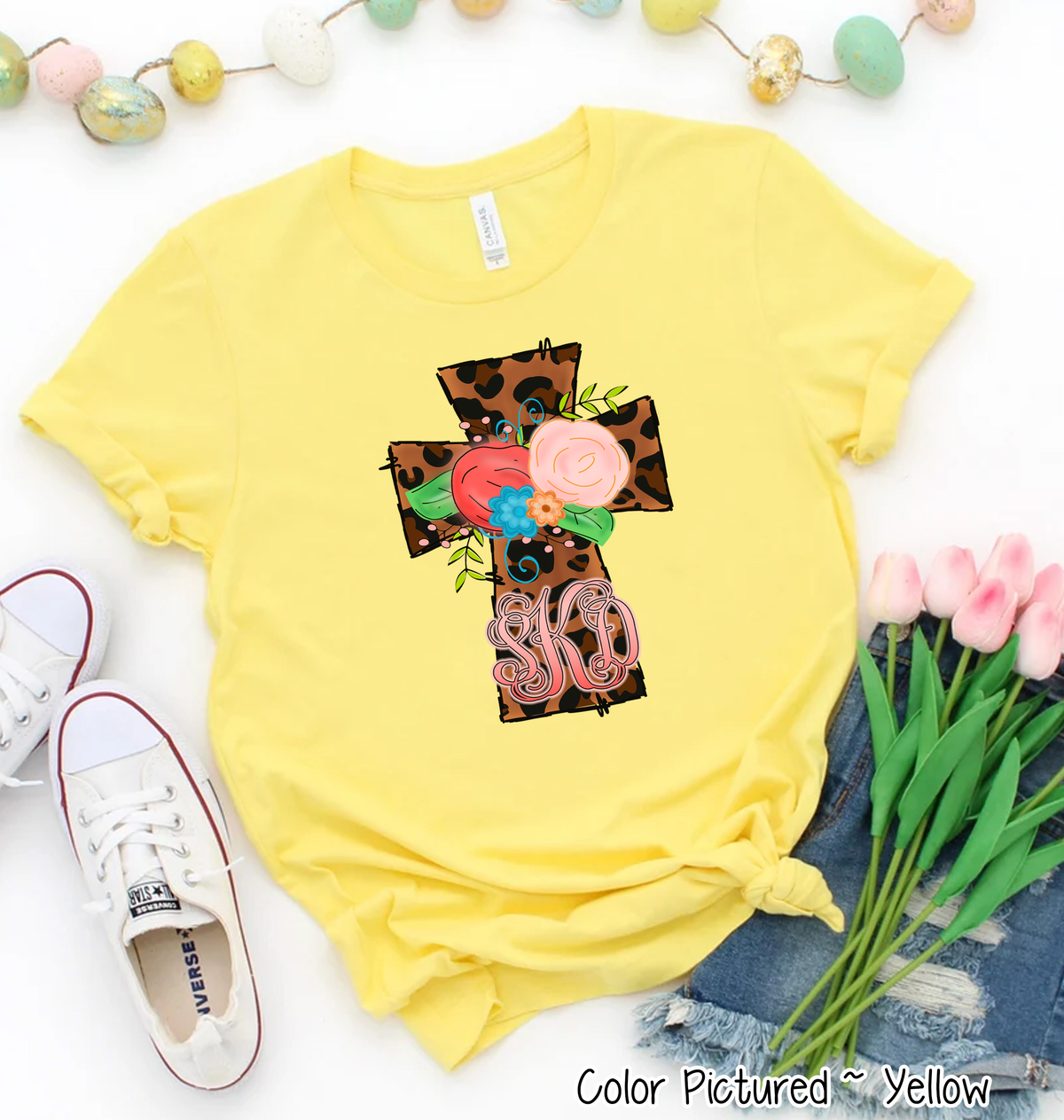 Monogram Leopard Print Cross Tee