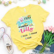 Personalized Shirt For Lolly Every Bunny's Favorite & Easter Eggs with Custom Grandkids Name Easter Day Tee
