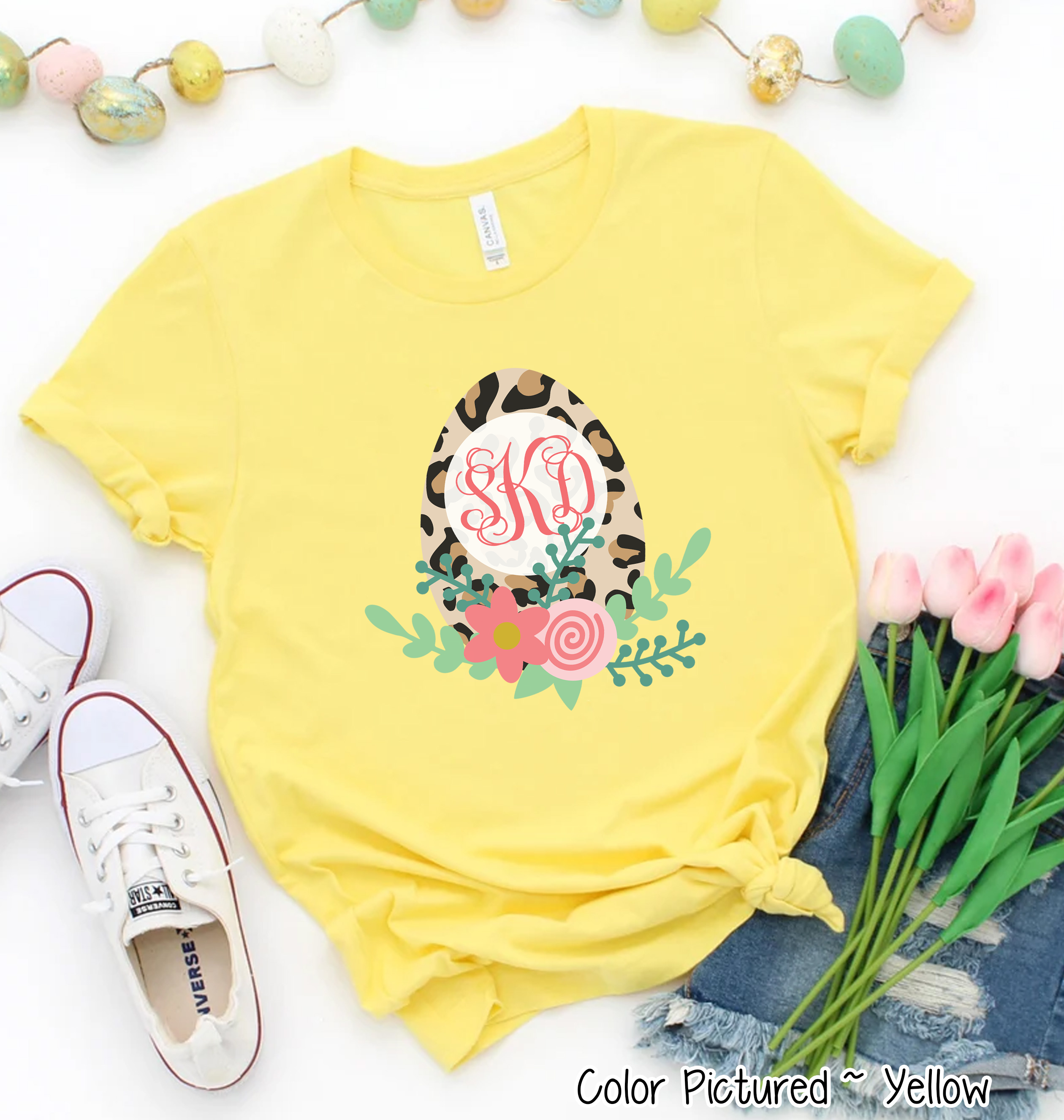 Monogram Leopard Easter Egg Tee